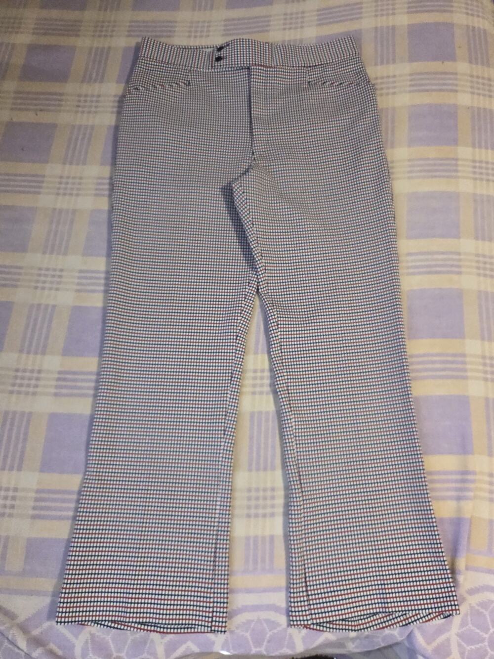 VTG Broomsticks Glen Oaks Pants Bell Bottoms Plaid Disco 70s Scovill Polyester